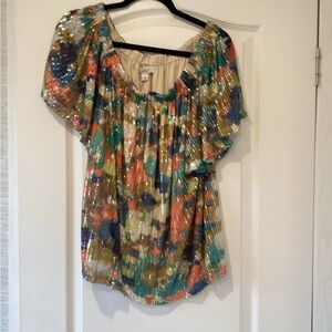 Cato Collection  Multicolor Sequin Blouse size L BNWT